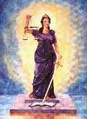 Ancient Roman Goddess PORTIA holds the scales
                      of justice, the goddess of LAW