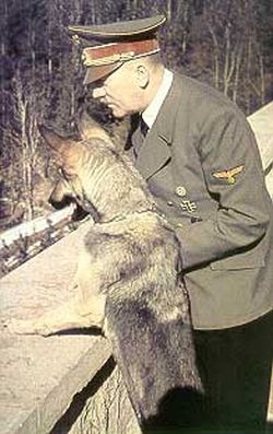 Blondi, Hitler's dog shown with Adolph